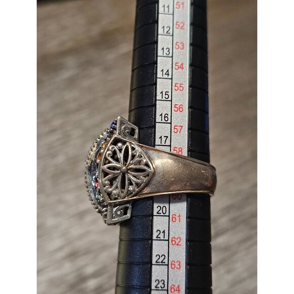 925 Sterling Silver Multi Natural Stone Ring Size 9 - 11.01g - Picture 4 of 5